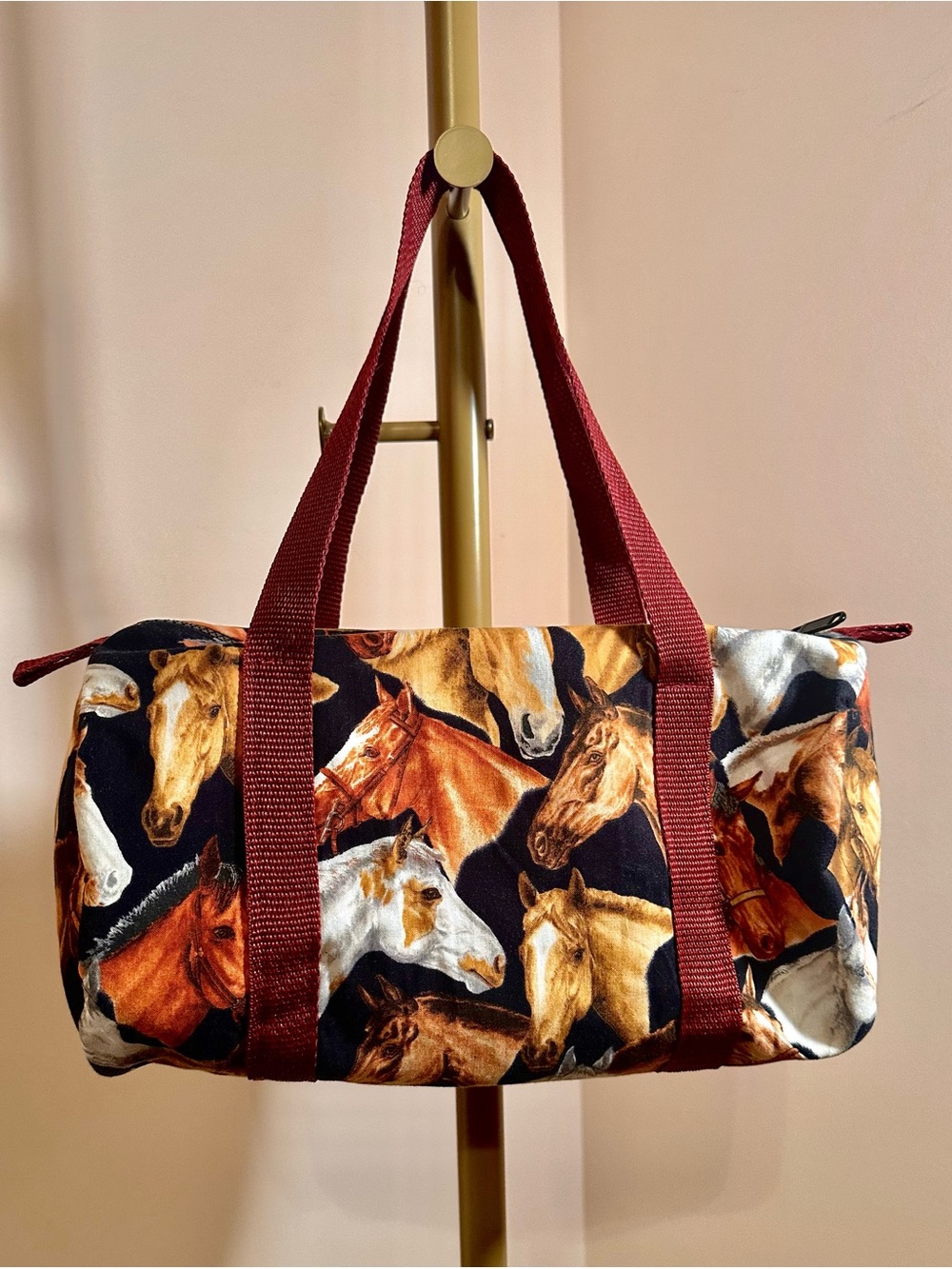 Horse Print Barrel Duffle Bag